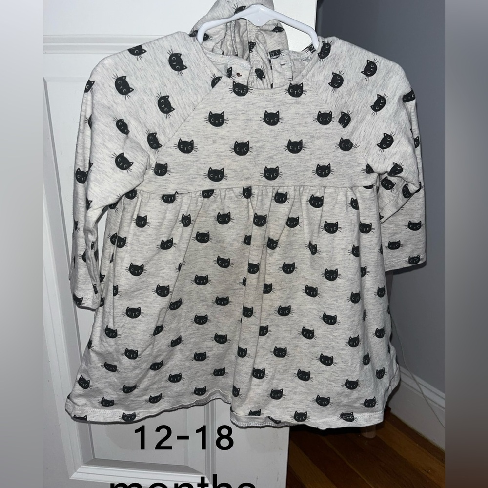 Gymboree Dress - gray with black cats